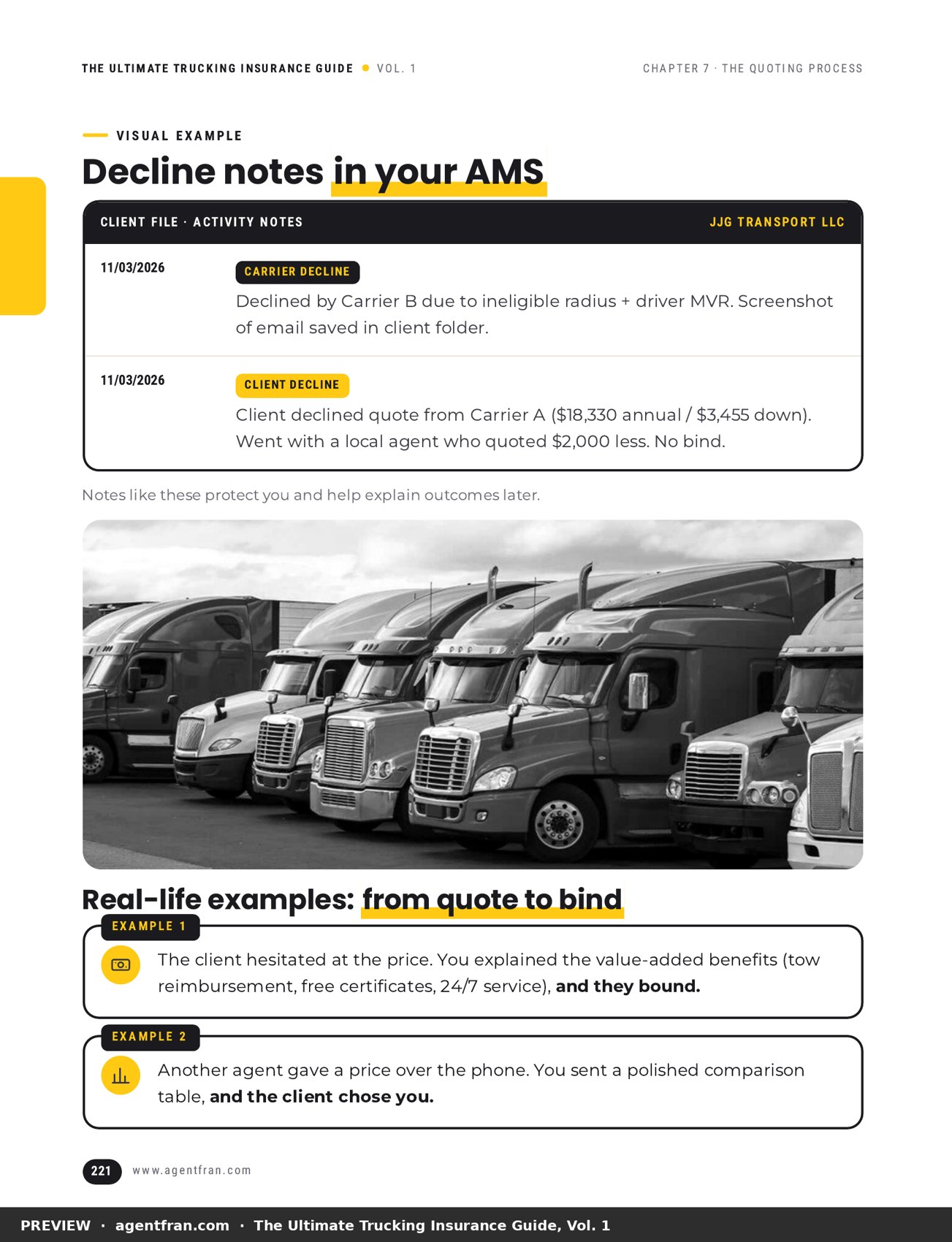 Decline notes in your AMS
