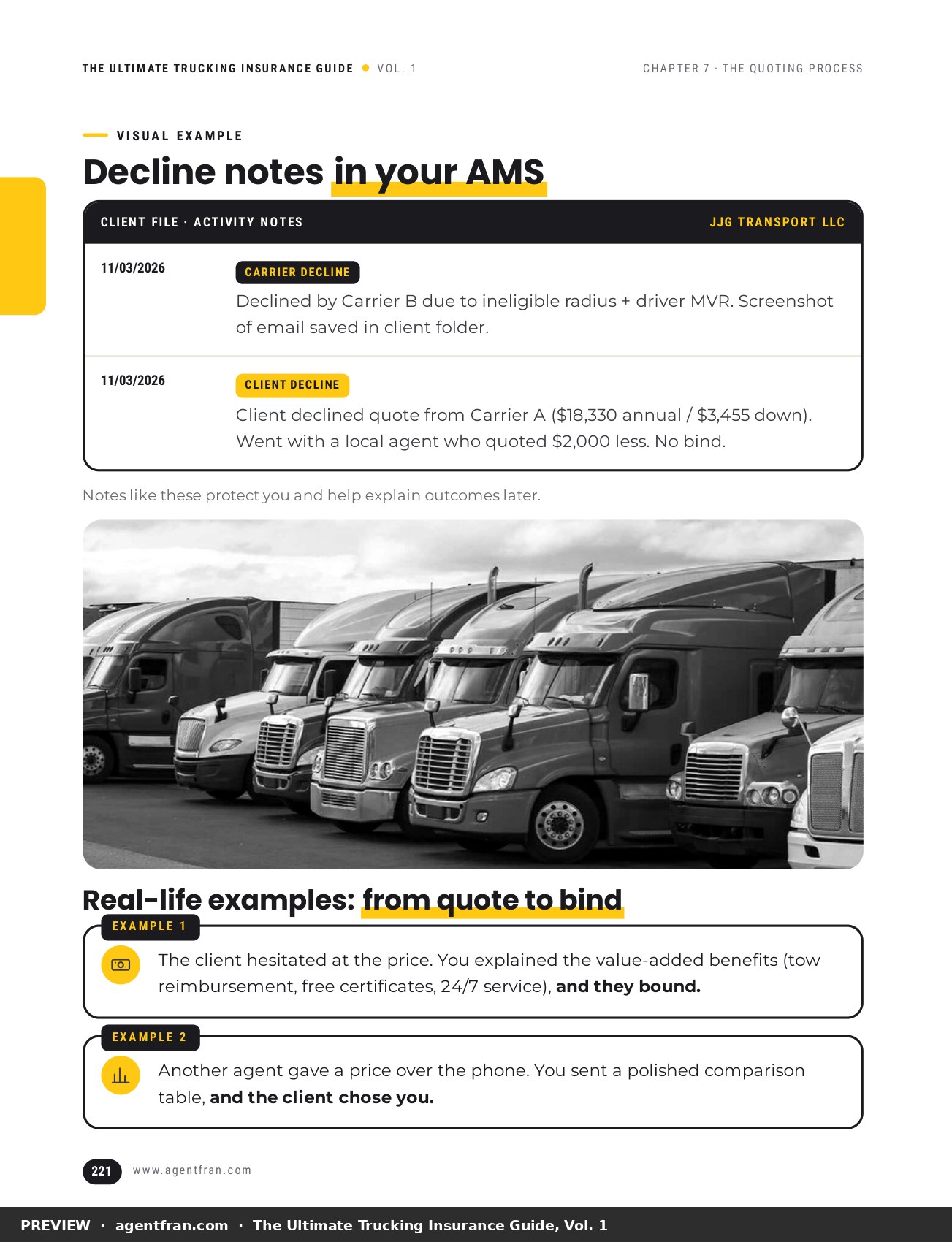 Decline notes in your AMS