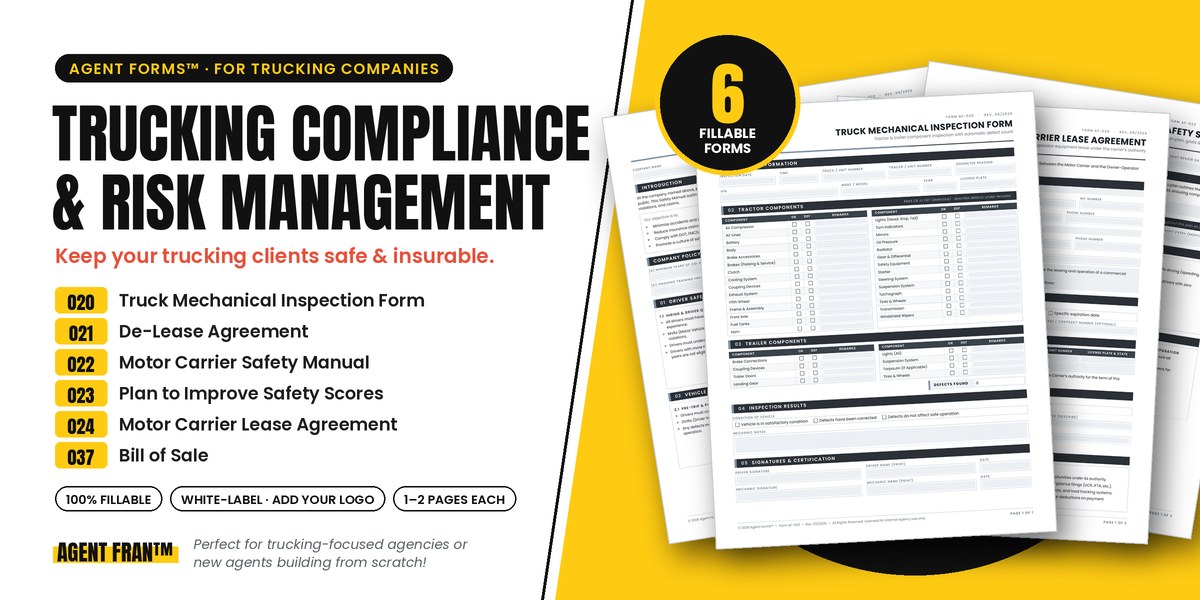 Trucking Compliance & Risk Management Forms — 6 fillable forms for trucking companies