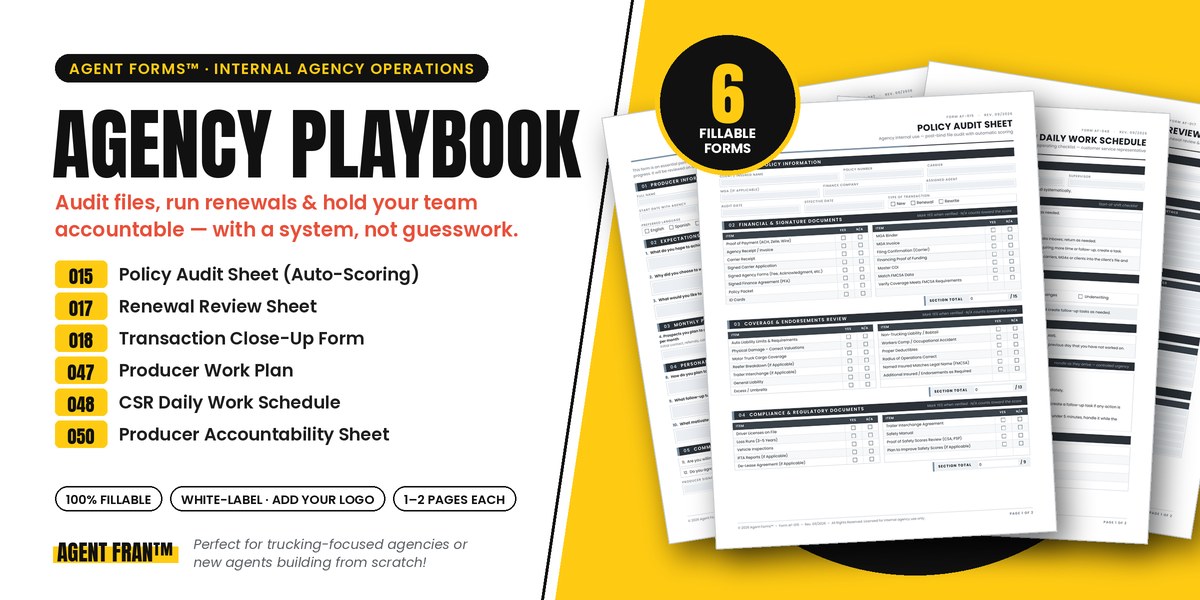 Agency Playbook Forms — 6 fillable internal agency operations forms